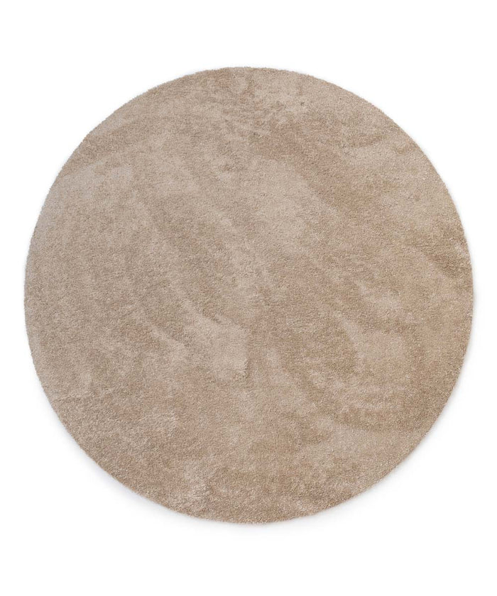 Tapeso Wasbaar vloerkleed rond - Fresh beige - 160 cm