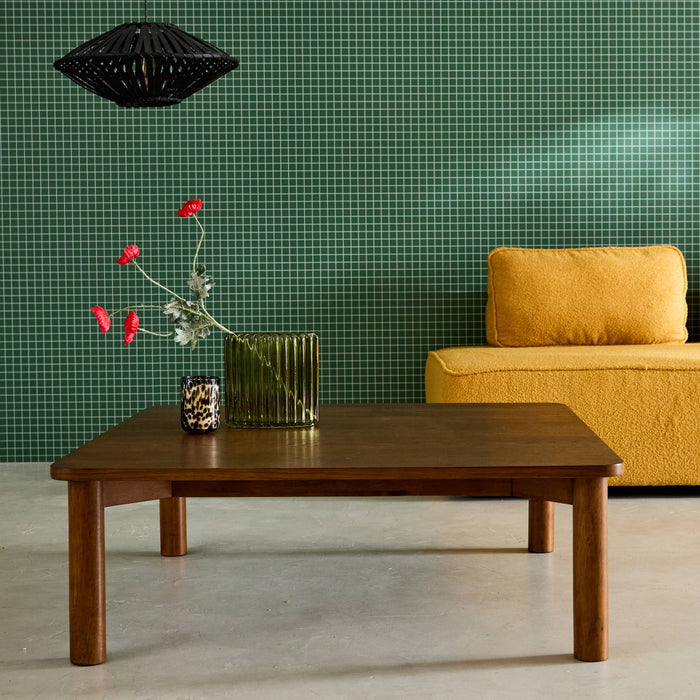 sweeek - Salontafel van rubberhout met eikenfineer, vierkant