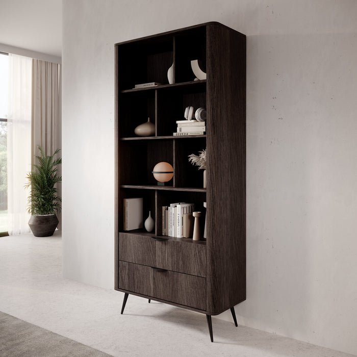 Meubella - Victoria - Boekenkast - Donker eiken - 88x38x194 cm