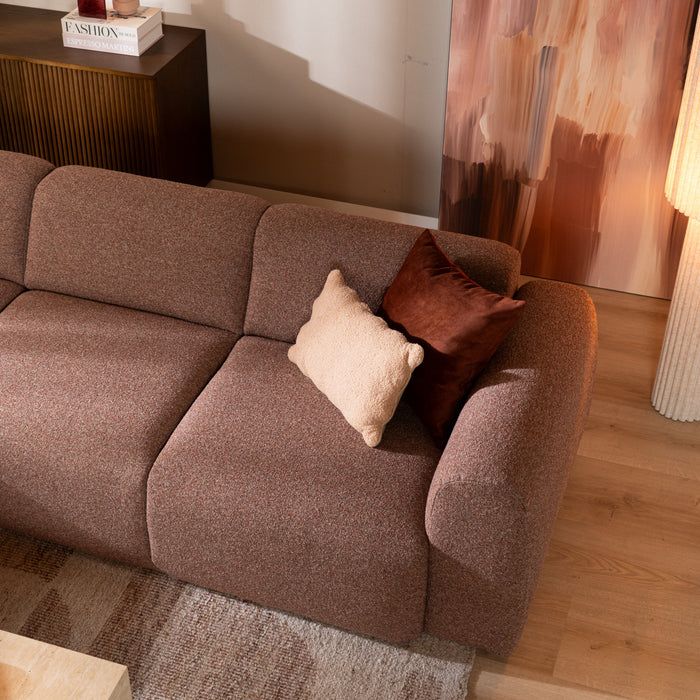 Bronx71 Hoekbank Maine bouclé stof rood|roze links