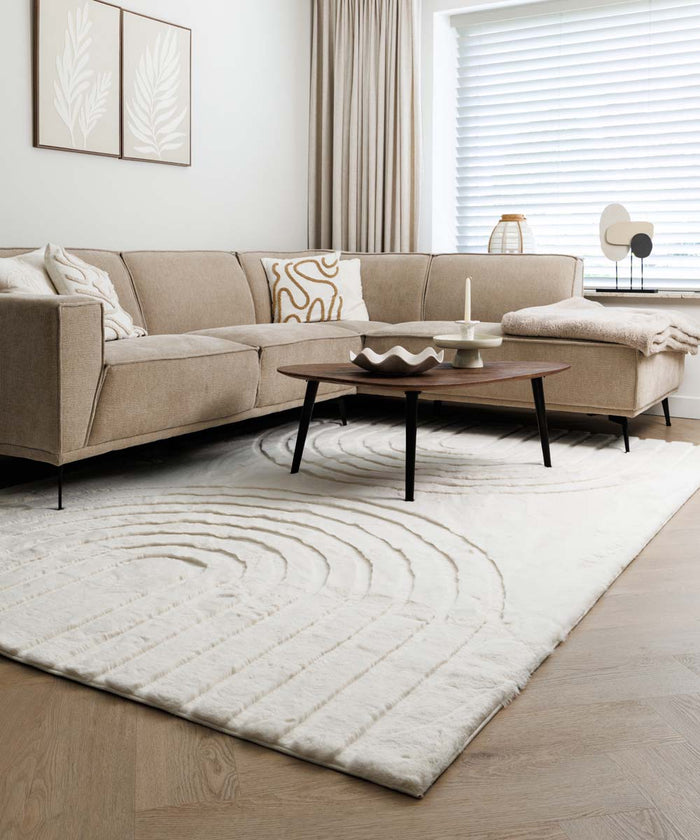 Tapeso Fluffy vloerkleed - Carvy crème - 200x290 cm