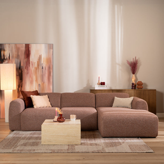 Bronx71 Hoekbank Maine bouclé stof rood|roze rechts