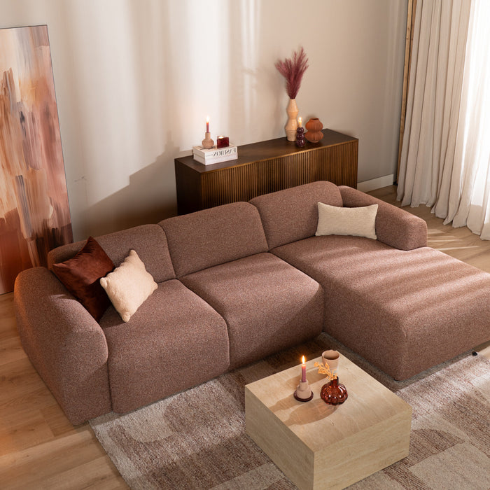 Bronx71 Hoekbank Maine bouclé stof rood|roze rechts