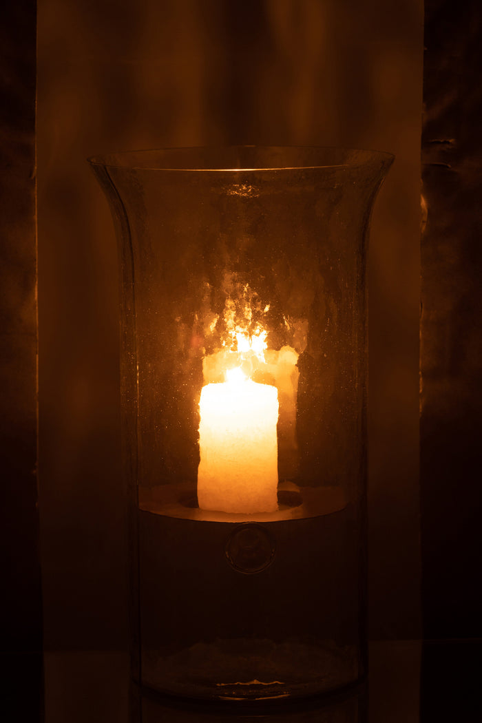 J-line - Kaarshouder Bord Wazig Glas Transparant Medium - 19x19x32.5cm