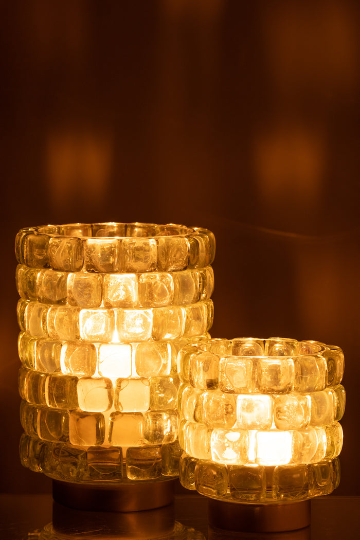 J-line - Theelicht Vierkant Mozaiek Glas Large - 14.5x14.5x20cm