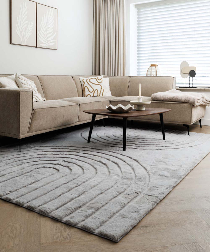 Tapeso Fluffy vloerkleed - Carvy lichtgrijs - 200x290 cm