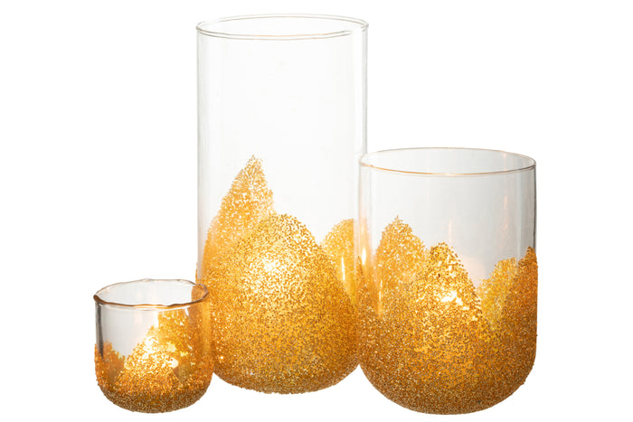 J-line - Kaarshouder Strass Glas Transparant|goud Large - 13x13x28cm