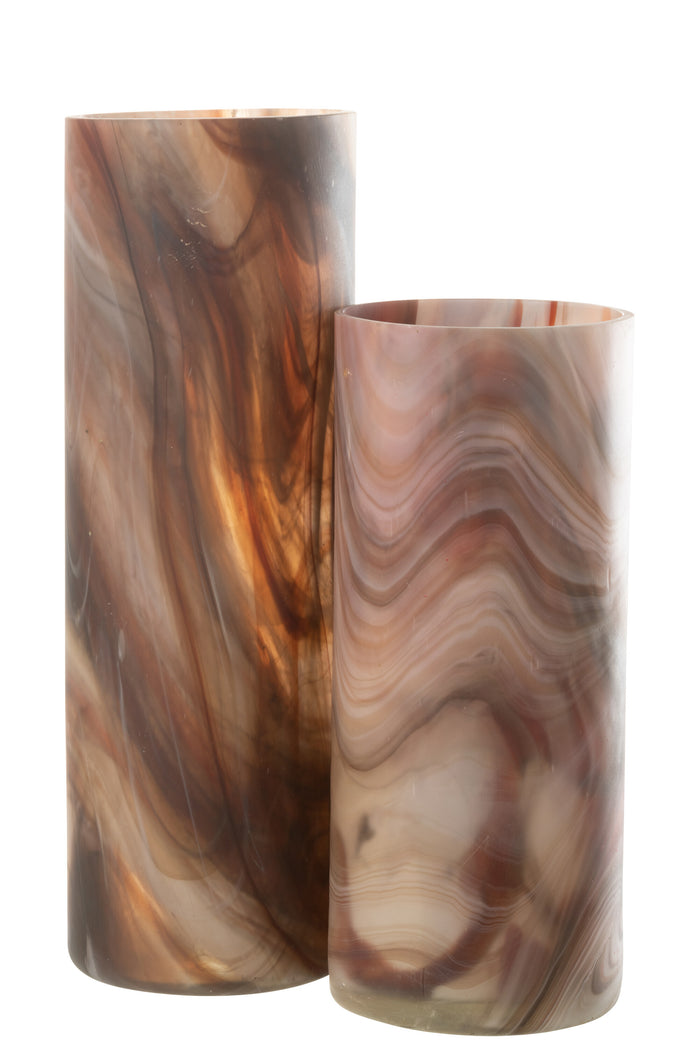 J-line - Kaarshouder Arti Glas Bruin Large - 15x15x46cm