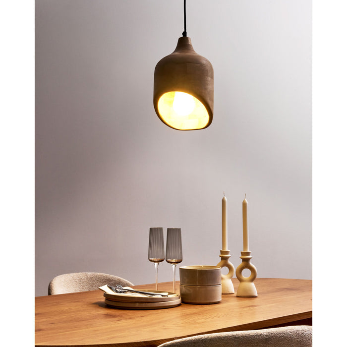 Beliani - GANDAKI - Hanglamp - Lichtbruin - Mangohout