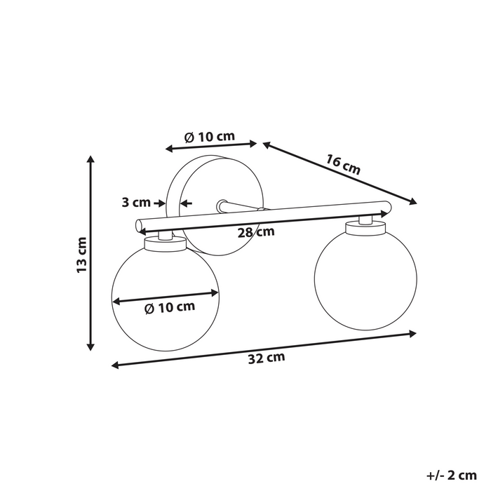 Beliani - GIJOU - Wandlamp met 2 lampen - Messing - Aluminium