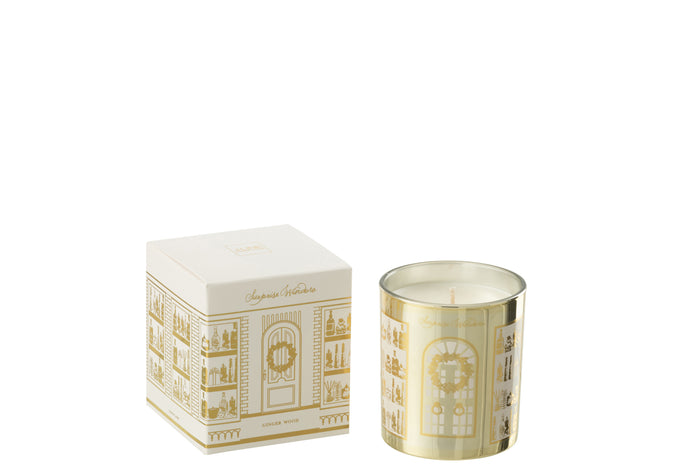 J-Line geurkaars Surprise Window - wit|goud