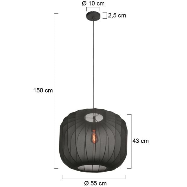Anne Light & Home Hanglamp Sable Zwart Linnen Ø 55 cm