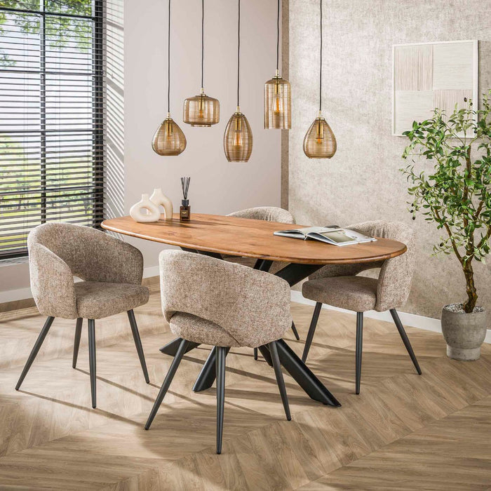 Fraaai Ruby hanglamp glas horizontaal 5-lichts - smoke bruin