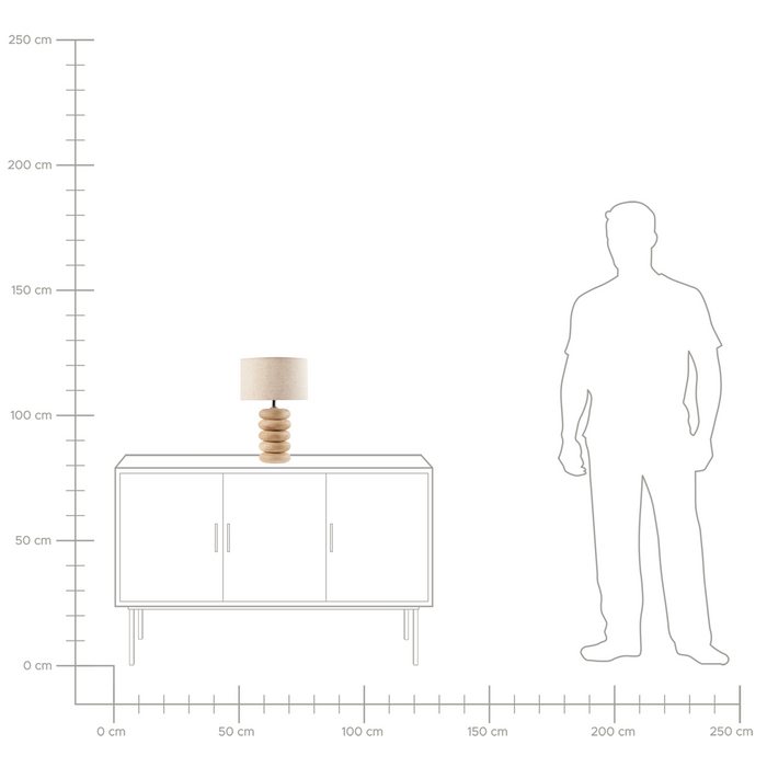 Beliani-BETWA-Tafellamp-Lichtbruin-41 cm-Mangohout|Katoen|Linnen