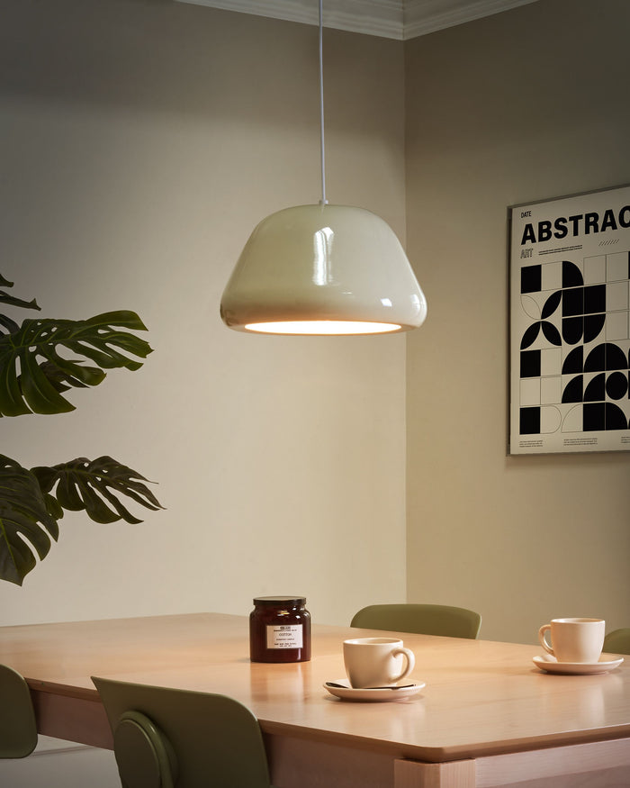 Beliani - JOKU - Hanglamp - Lichtbeige - Bouclé