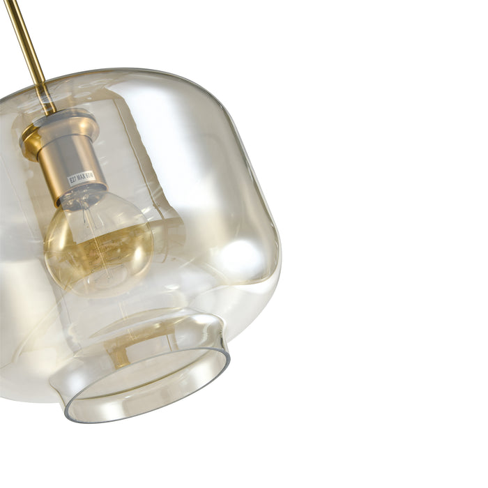 QUVIO Hanglamp met glazen kap - Metaal – Glas - Amber