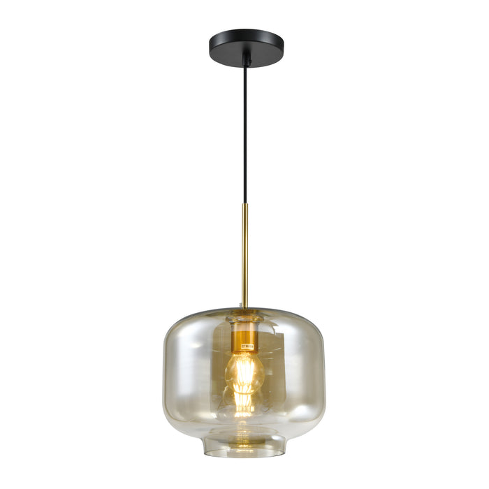 QUVIO Hanglamp met glazen kap - Metaal – Glas - Amber