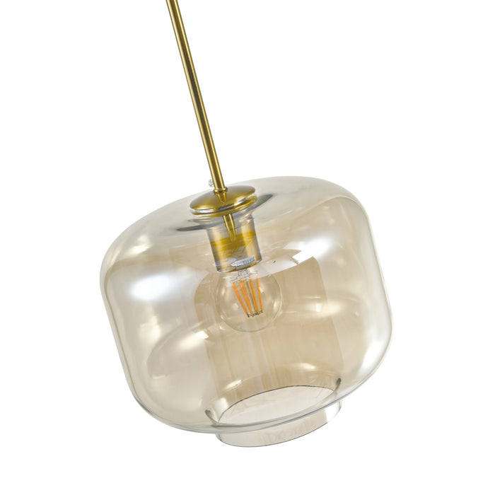 QUVIO Hanglamp met glazen kap - Metaal – Glas - Amber