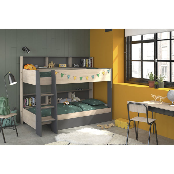 Calicosy - Stapelbedden met opbergvakken - Leo - H164,4 cm - Antraciet