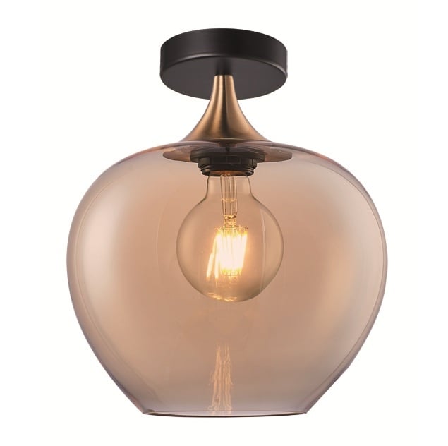 Freelight Plafondlamp Fresu Amber Glas Ø 24cm Fitting E27