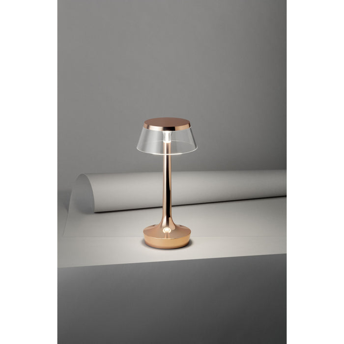 Bon Jour Unplugged tafellamp LED oplaadbaar wit, kap transparant