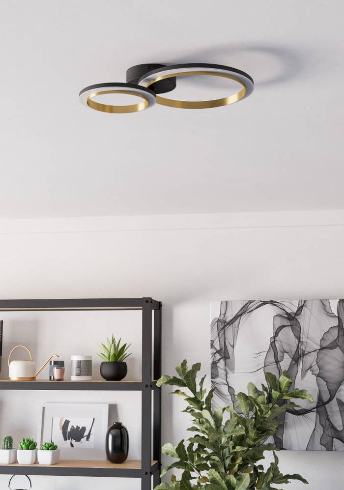 EGLO Calliera Plafonnière - LED - Kunststof - Zwart|Goud|Wit