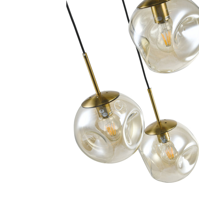 QUVIO Hanglamp eettafel - 3 lichtspunten - Glazen bollen - Metaal