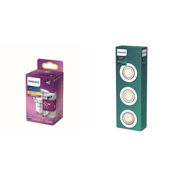 Philips Donegal Inbouwspots - Incl. Philips LED Lampen - 3-Lichts