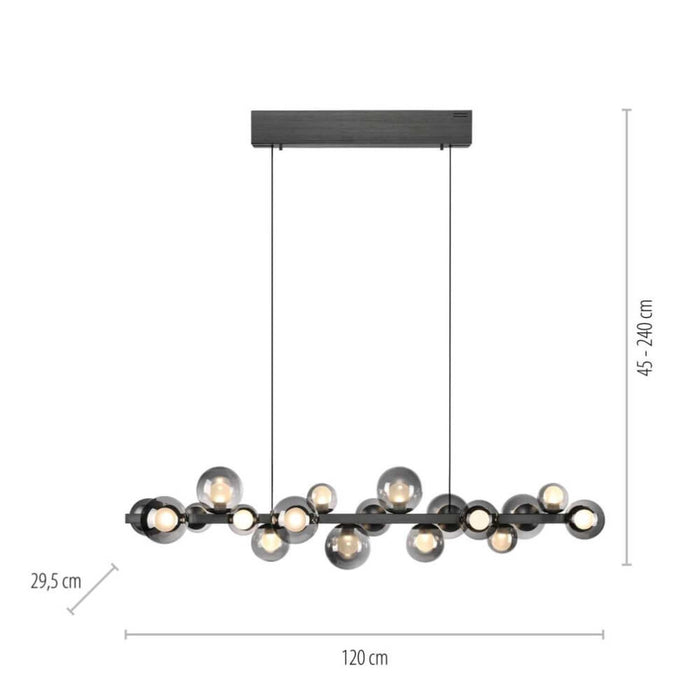 Neuhaus PURE® Hanglamp Pure E-Popup Grey L 120cm incl. Remote