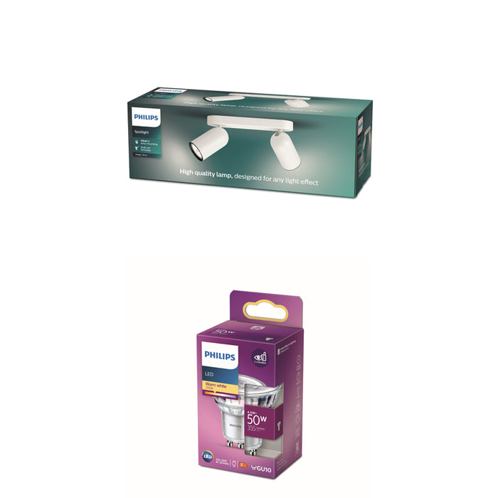 Philips Pongee Opbouwspot - Incl. Philips LED Lamp - 2 Spots