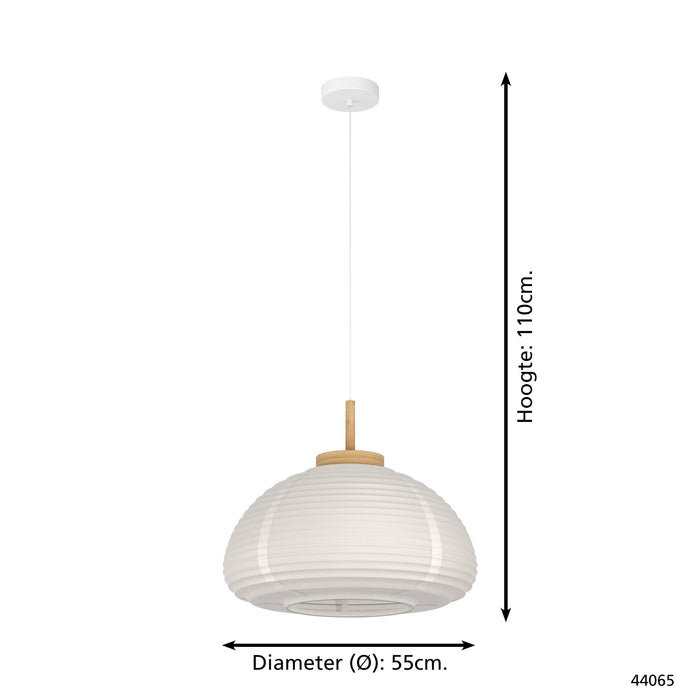 EGLO Summerhill Hanglamp - E27 - Ø 55 cm - Hout & Papier - Wit