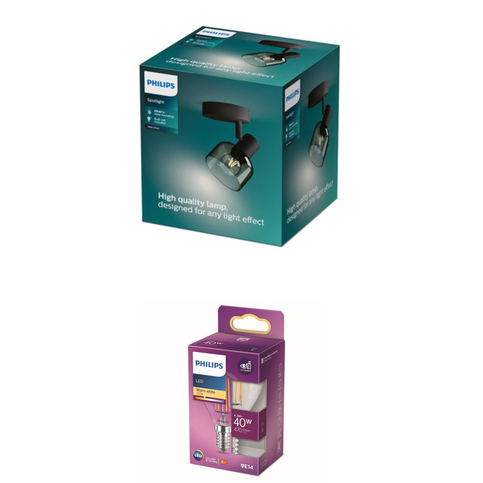 Philips Sleet Spot - Wandspot - Met gerookt glas - Kleine fitting E14
