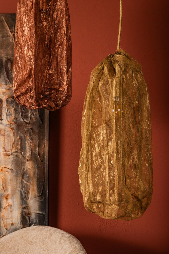 PTMD Maitia Copper Rough Looking Fabric Ceiling Lamp