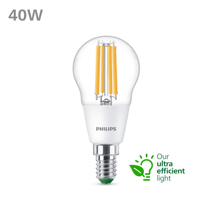 Philips Ultra Efficient LED kogellamp Transparant - 40 W - E14 - Warmwit licht