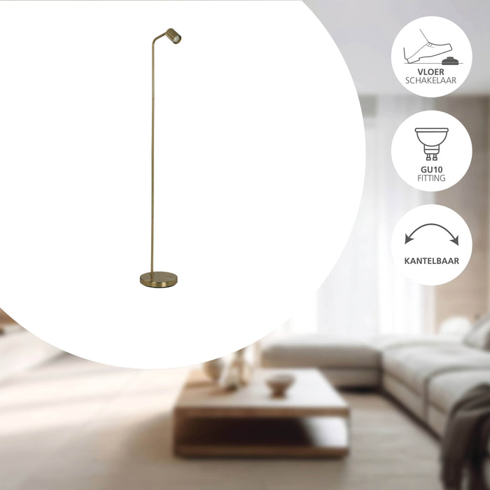 EGLO Rigomagno Vloerlamp - GU10 - H 151 cm - Staal - Goud