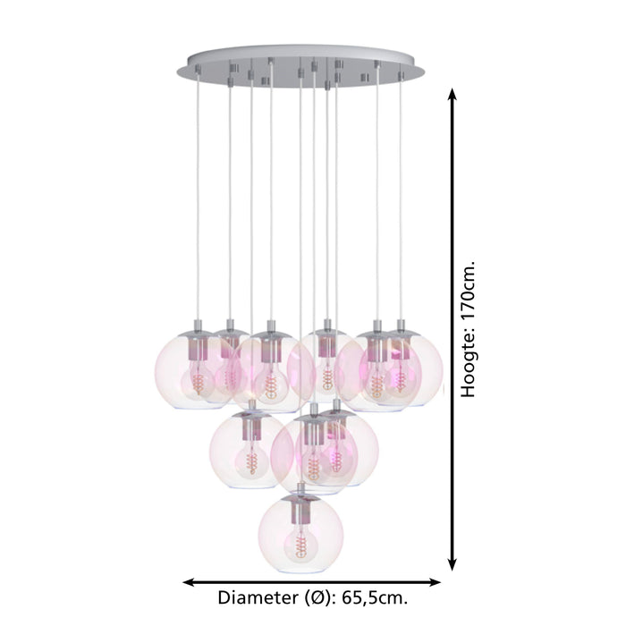 EGLO Ariscani 2 Hanglamp - E27 - Ø 65,5 cm - gekleurd glas - Chroom