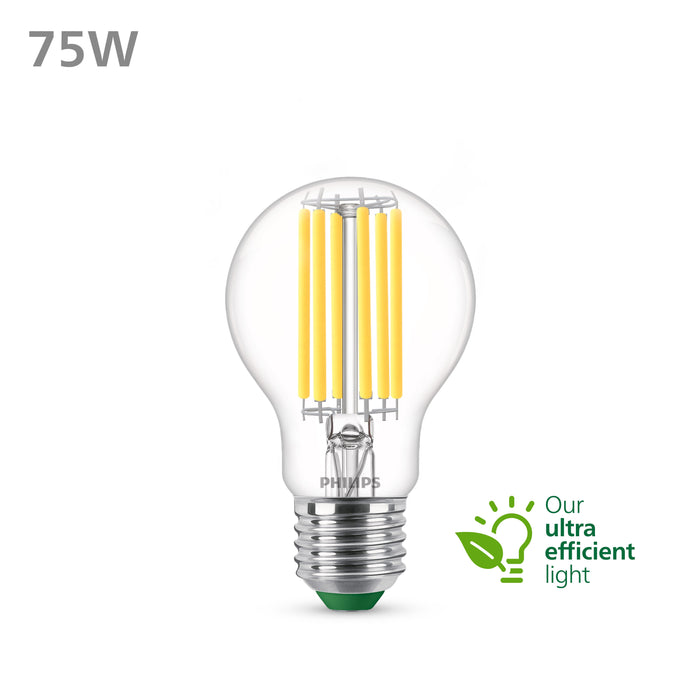 Philips Ultra Efficient LED lamp Transparant - 75 W - E27 - Koelwit licht