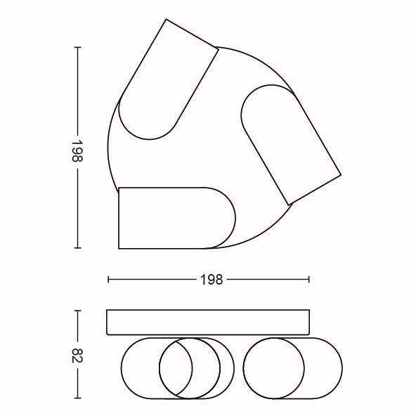 Philips Pongee Opbouwspot - Incl. Philips LED Lamp - 3 Spots