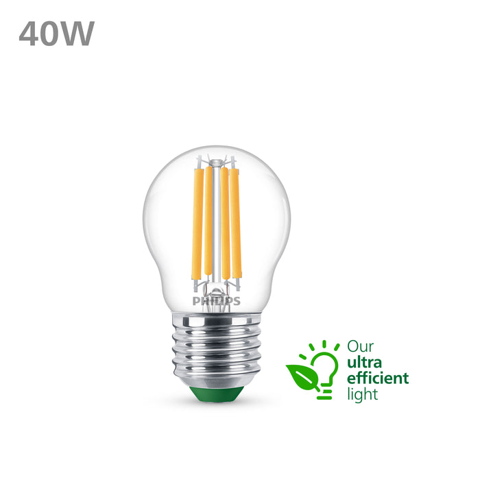 Philips Ultra Efficient LED kogellamp Transparant - 40 W - E27 - Warmwit licht
