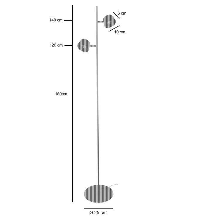Freelight Vloerlamp Cugino Crème 2 Lichts incl. Dimmers 150cm