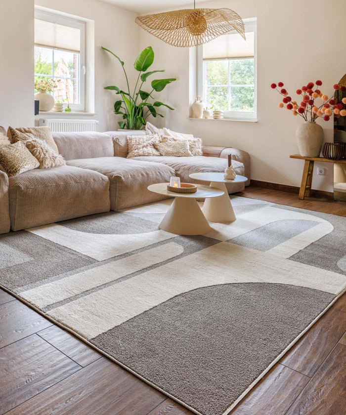 Nordic Weavers Japandi vloerkleed - Ridge Nevi crème|grijs - 120x170