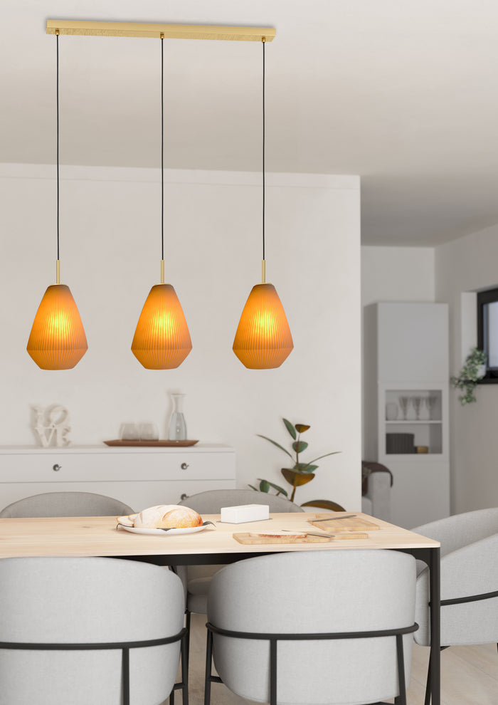EGLO Caprarola Hanglamp - E27 - 90 cm - Zand|Koper - Satijn Glas
