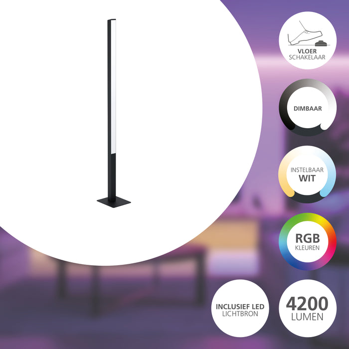 EGLO connect.z Simolaris-Z Vloerlamp - 161,5 cm - Zwart|Wit