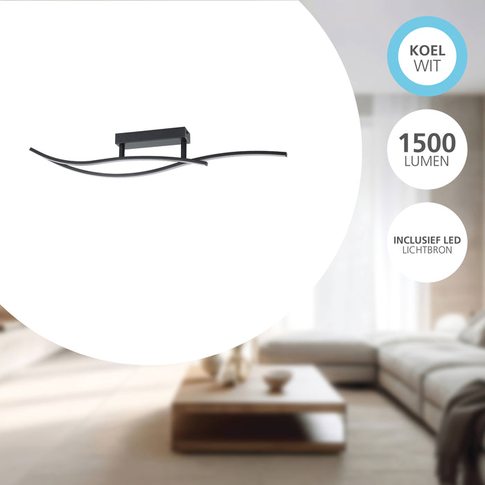 EGLO Grisolia Plafonnière - LED - Kunststof - Zwart|Wit