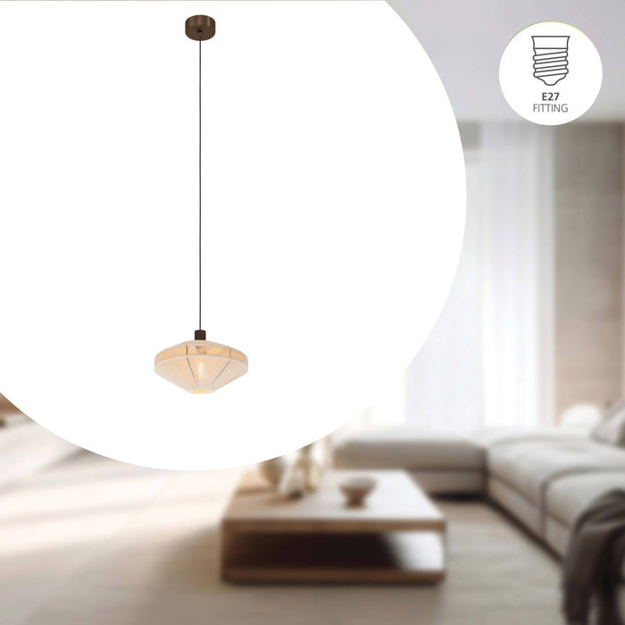 EGLO Orimini Hanglamp - E27 - Ø 38 cm - Crème|Brons - Textiel