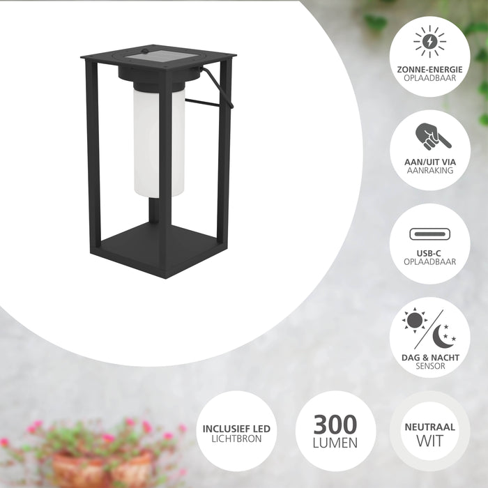 EGLO Usigni Solar Tafellamp - 28 cm - Zwart|Wit