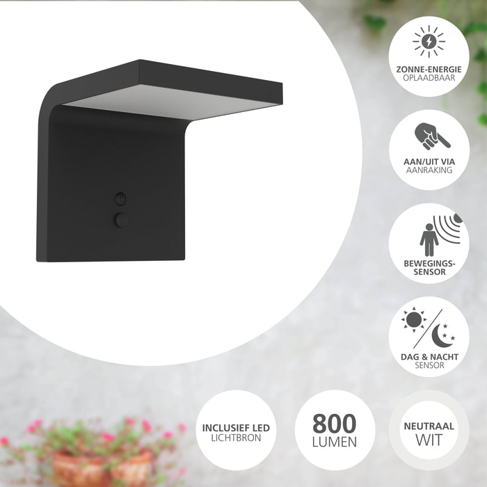 EGLO Spiante Solar Wandlamp - LED - 14 cm - Zwart|Wit