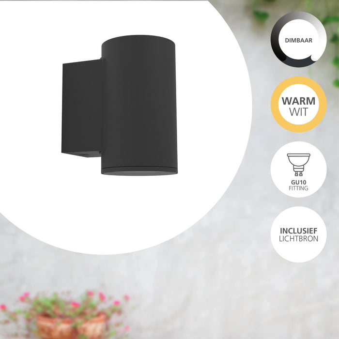 EGLO Izzalini Wandlamp - GU10 - 11,5 cm - Zwart