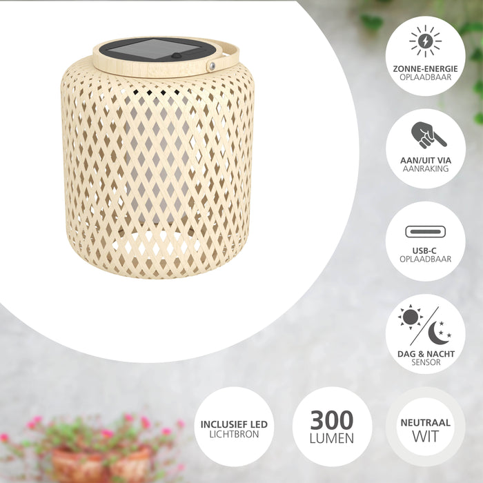 EGLO Marliano Solar Tafellamp - 24 cm - Bruin|Zwart|Wit