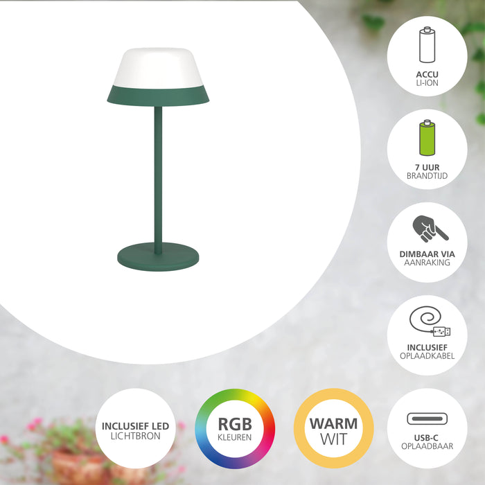 EGLO Meggiano Tafellamp - 32 cm - Groen|Wit